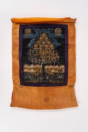 Tangka tibetano dipinto su stoffa
