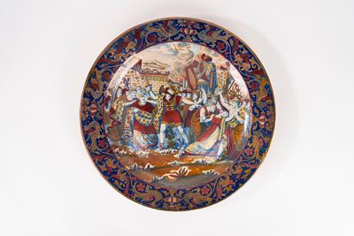 Santarelli, Grande piatto da parata in maiolica istoriata e a lustro