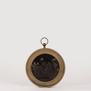 Placca circolare in bronzo con bassorilievo raffigurante la morte di Napoleone Bonaparte