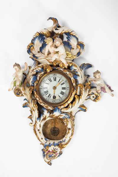 Francesco Celebrano, Orologio in porcellana policroma a forma mossa (Real Fabbrica Ferdinandea), ...