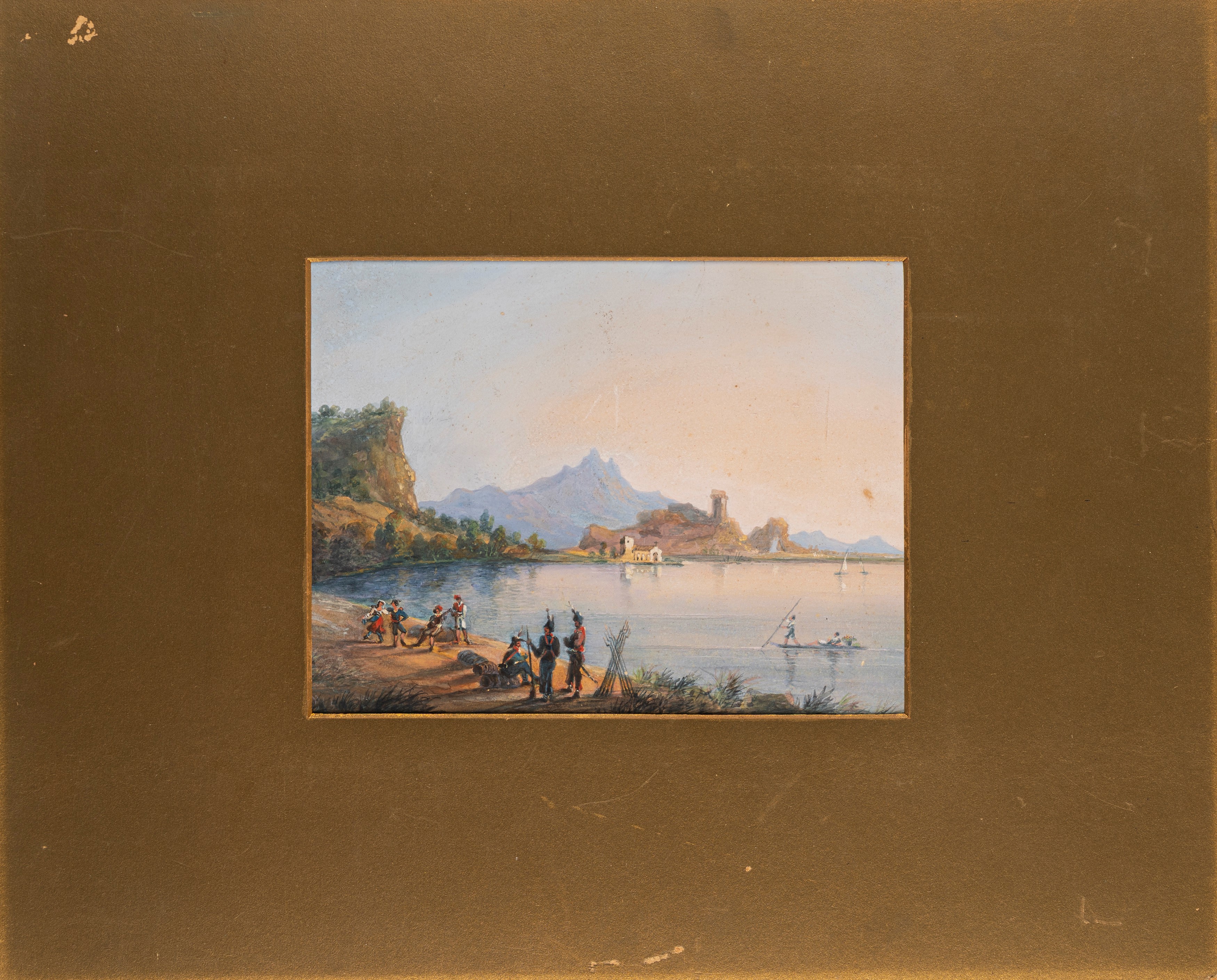 Scuola Dell'italia Meridionale, Secolo XIX - Lago di Fusaro, acquerello su cartoncino, 1827