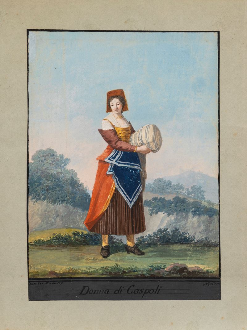 Alessandro D'anna - Donna di Caspoli, gouache su cartoncino