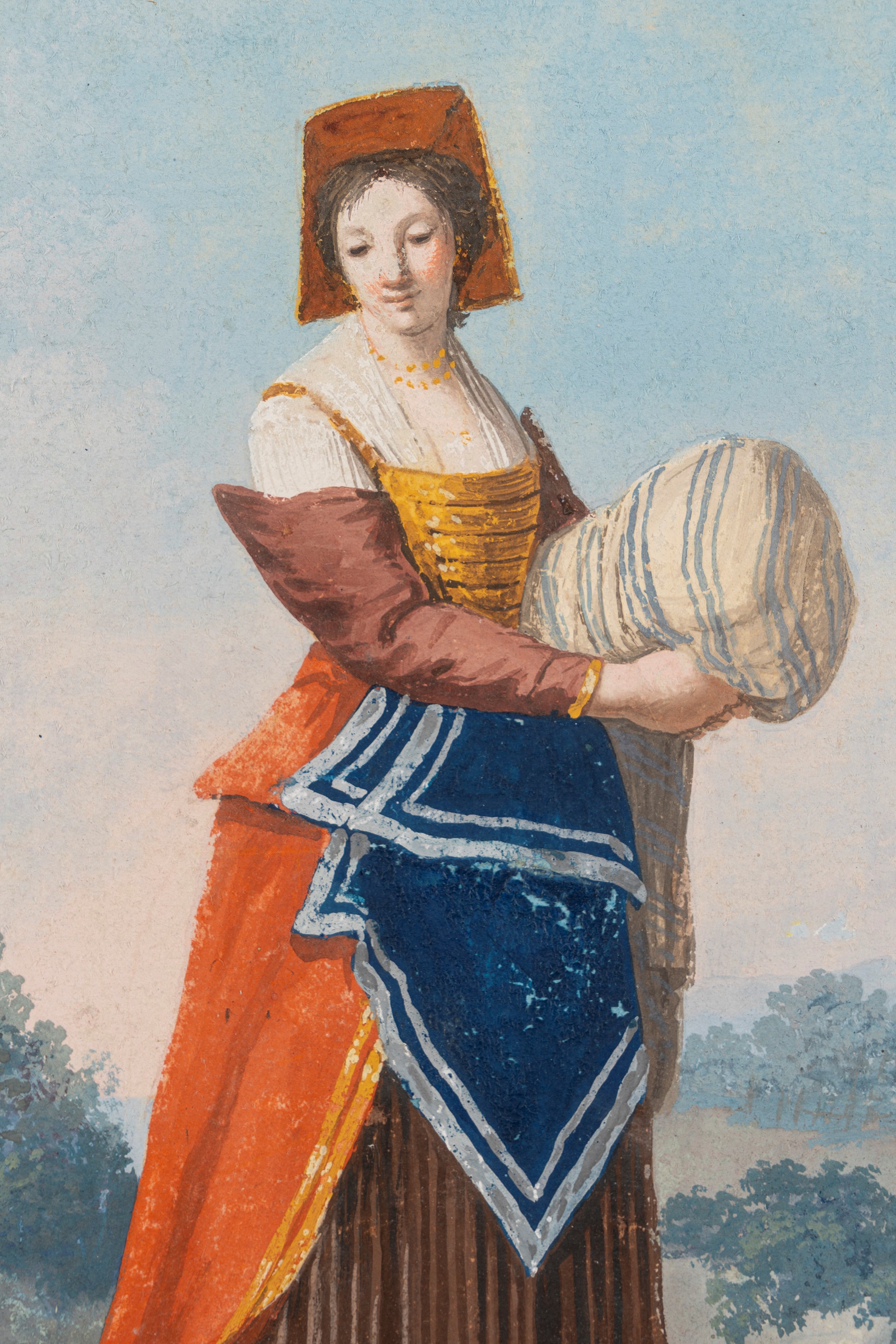 Alessandro D'anna - Donna di Caspoli, gouache su cartoncino