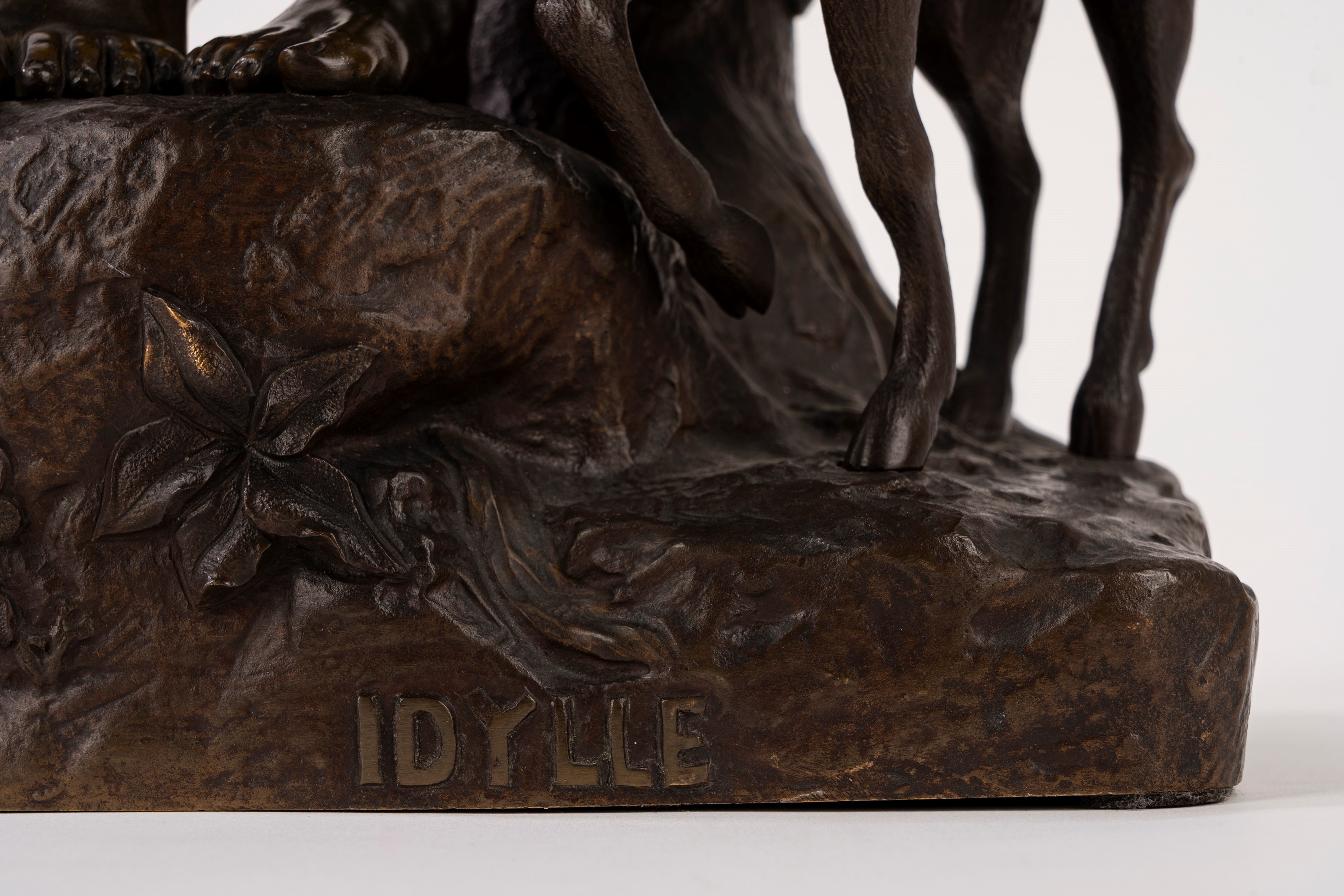 Scuola Francese, Secolo XIX - Angles, Suonatore di flauto in bronzo ("Idylle")