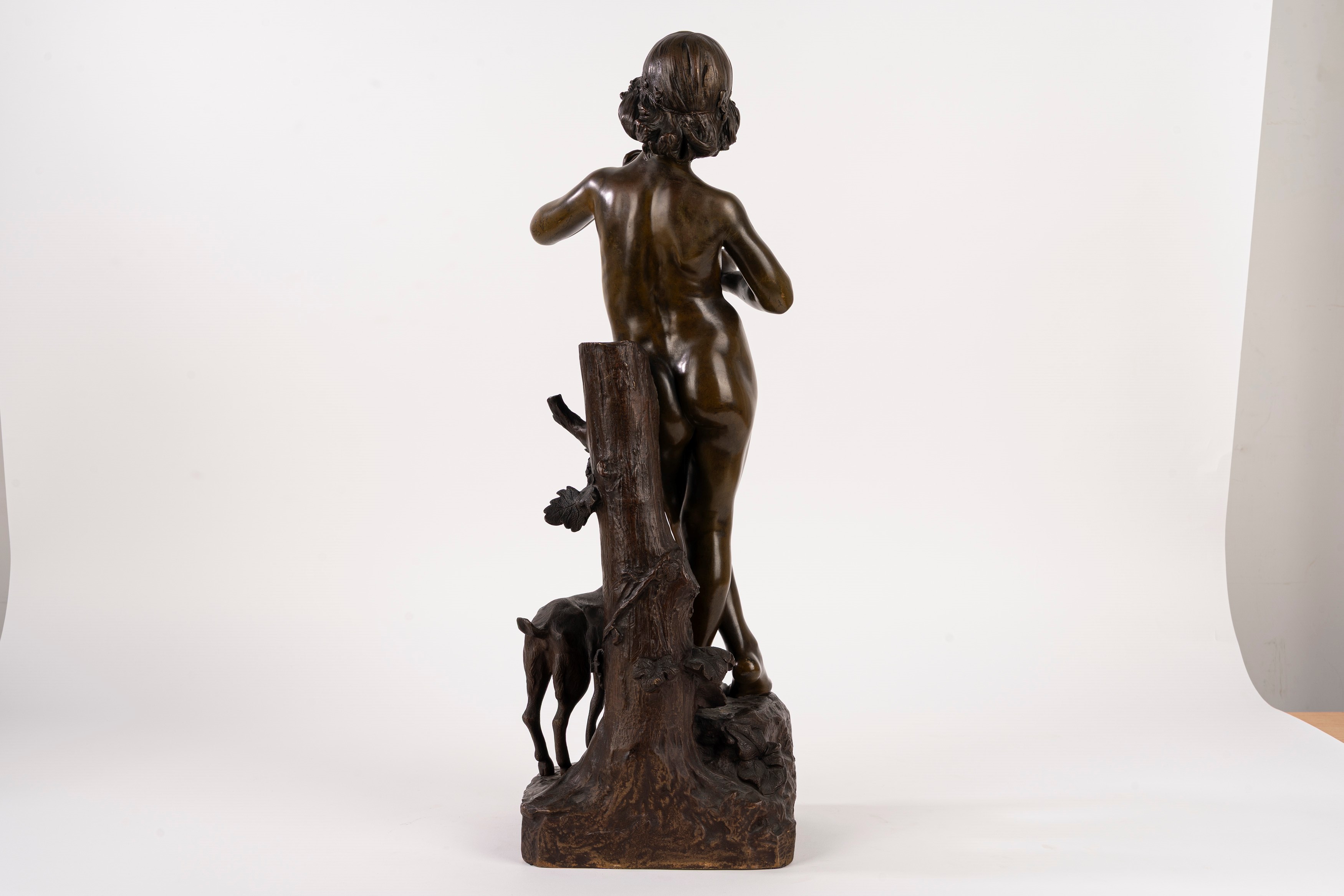 Scuola Francese, Secolo XIX - Angles, Suonatore di flauto in bronzo ("Idylle")