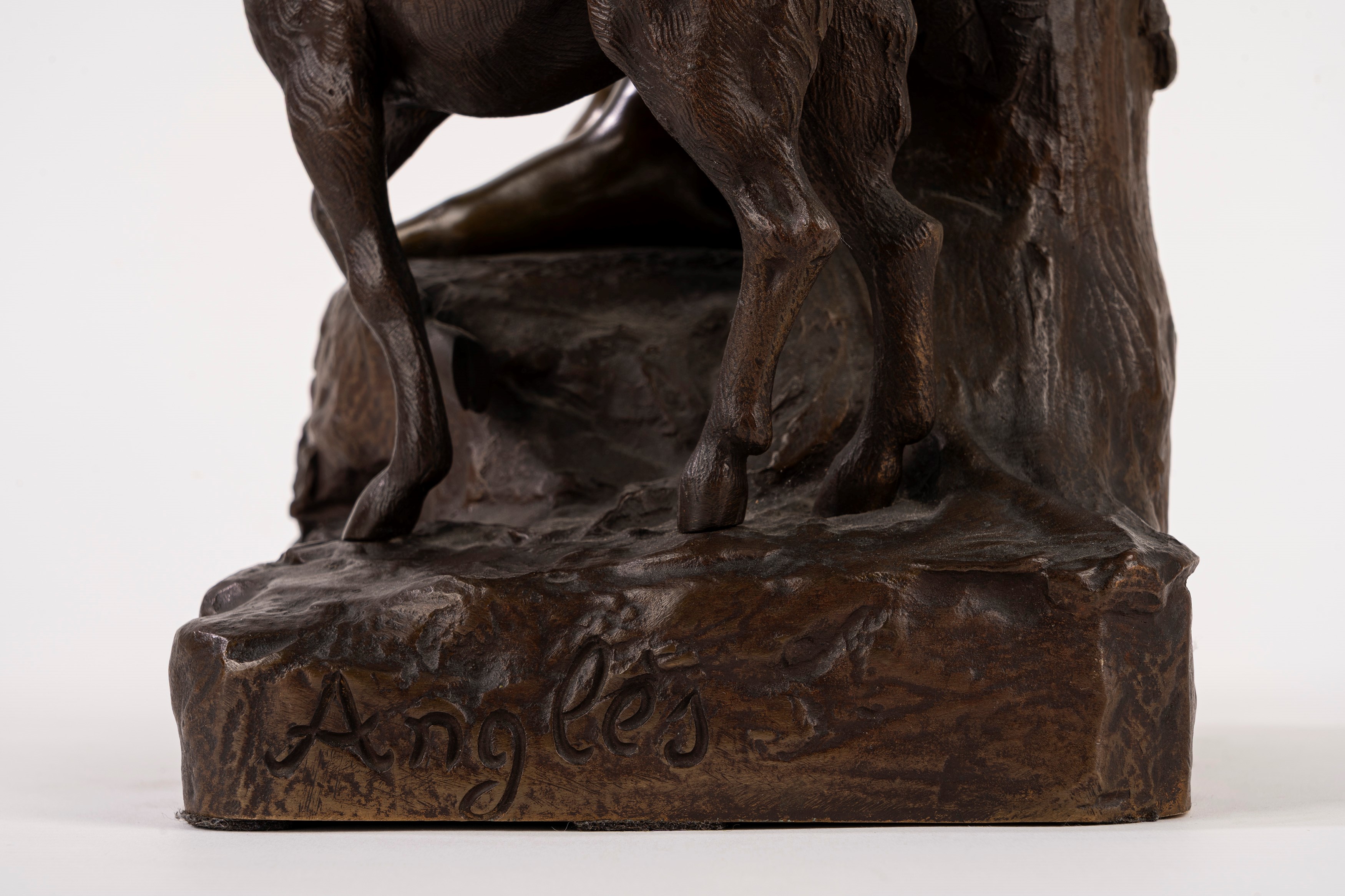Scuola Francese, Secolo XIX - Angles, Suonatore di flauto in bronzo ("Idylle")