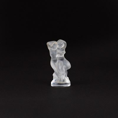 Scultura in cristallo satinato "Pan e Diana", firmata Lalique France