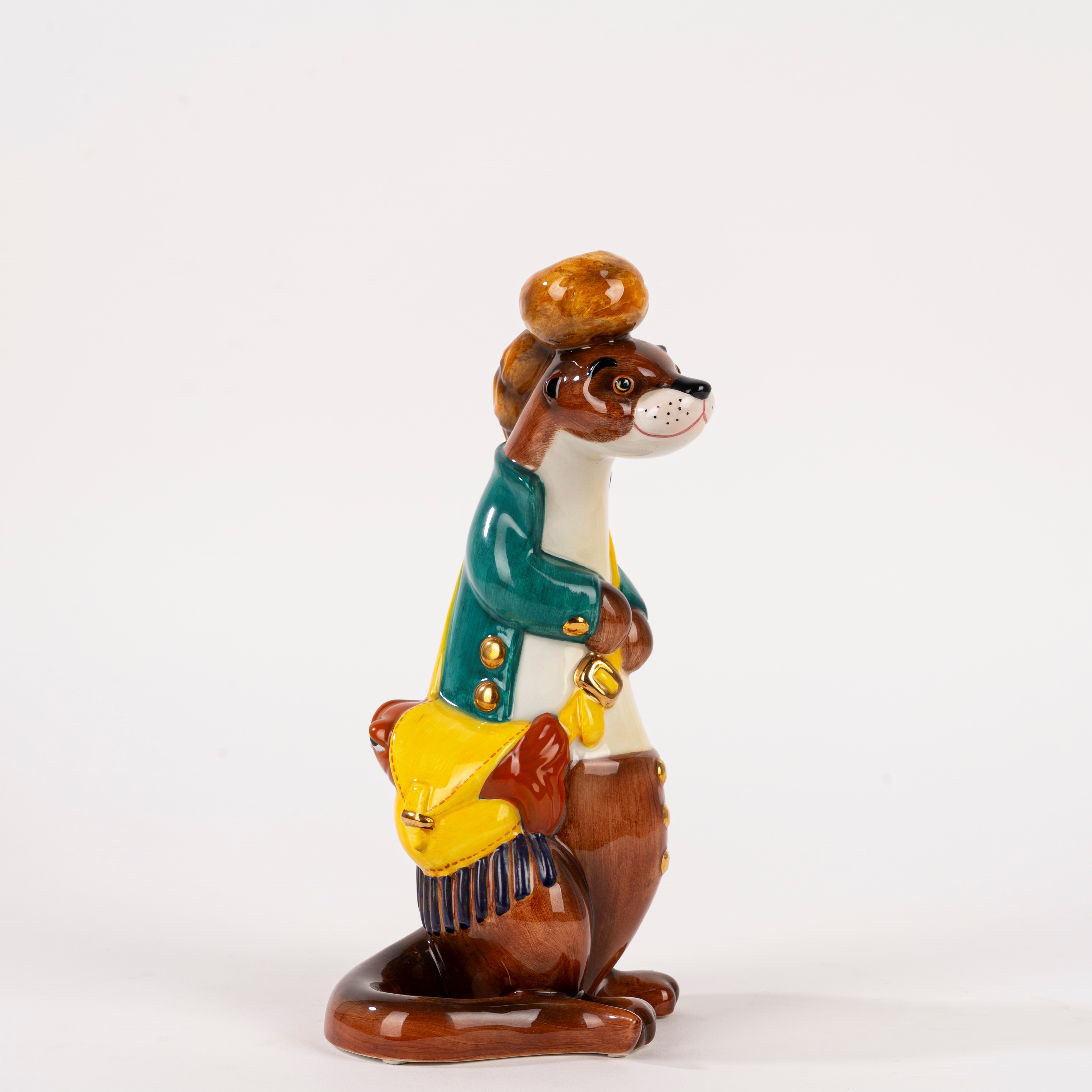 Lenci - Lontra pescatrice in maiolica policroma