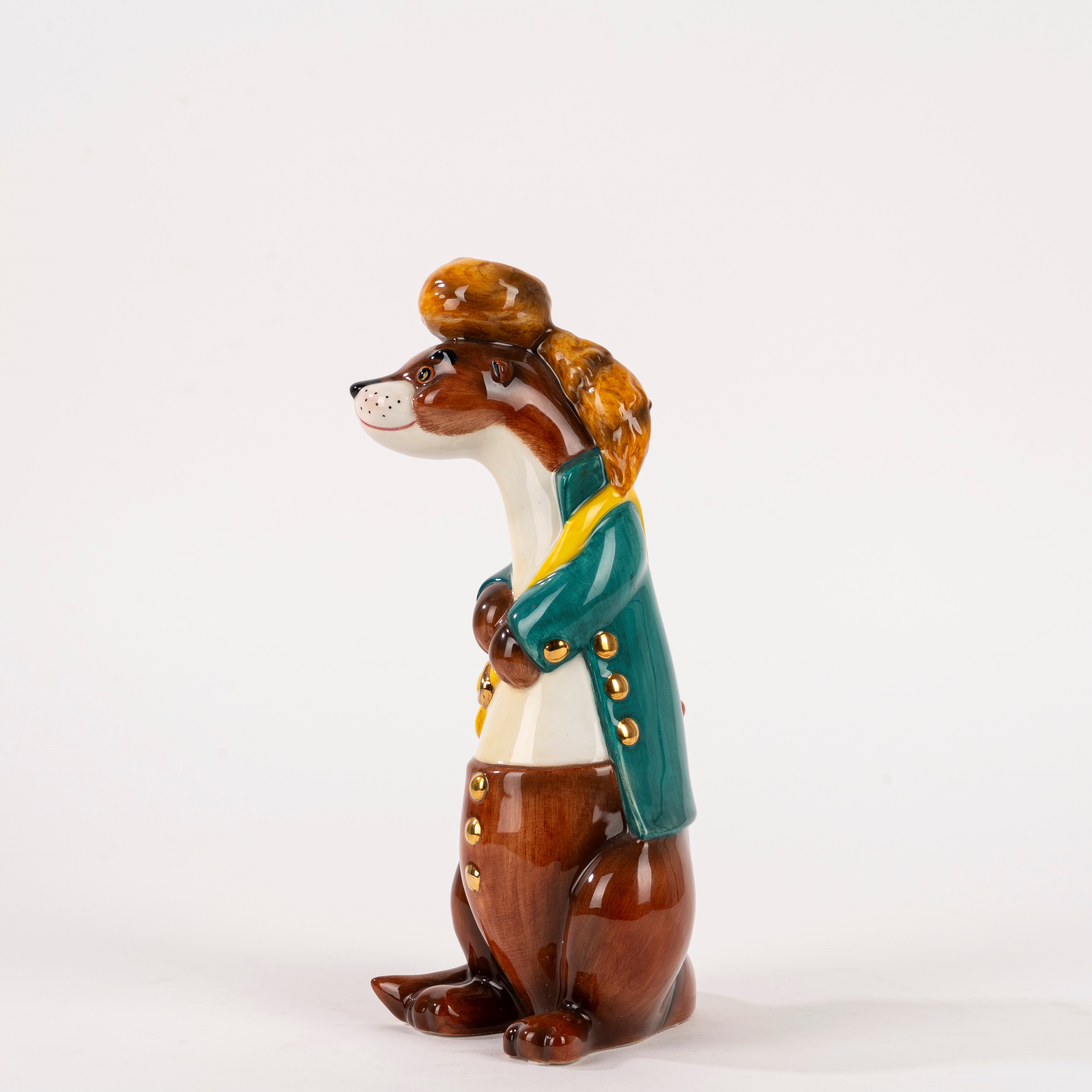 Lenci - Lontra pescatrice in maiolica policroma