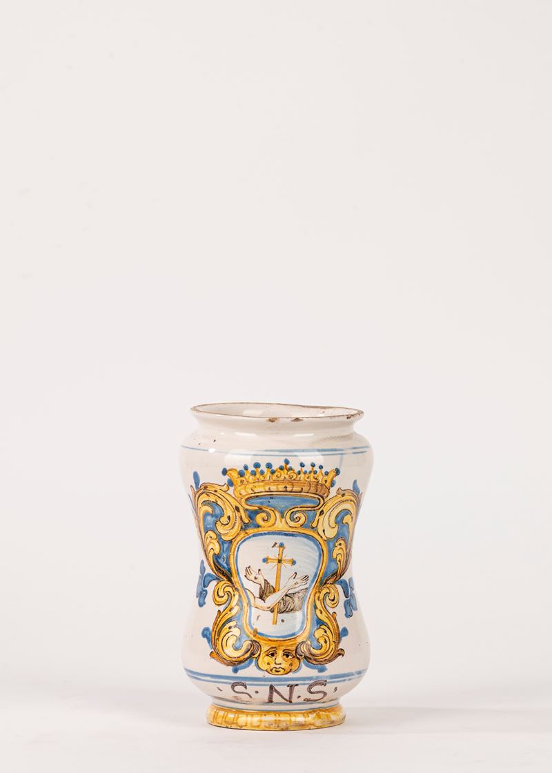 Maiolica policroma, Albarello, Castelli, secolo XVIII