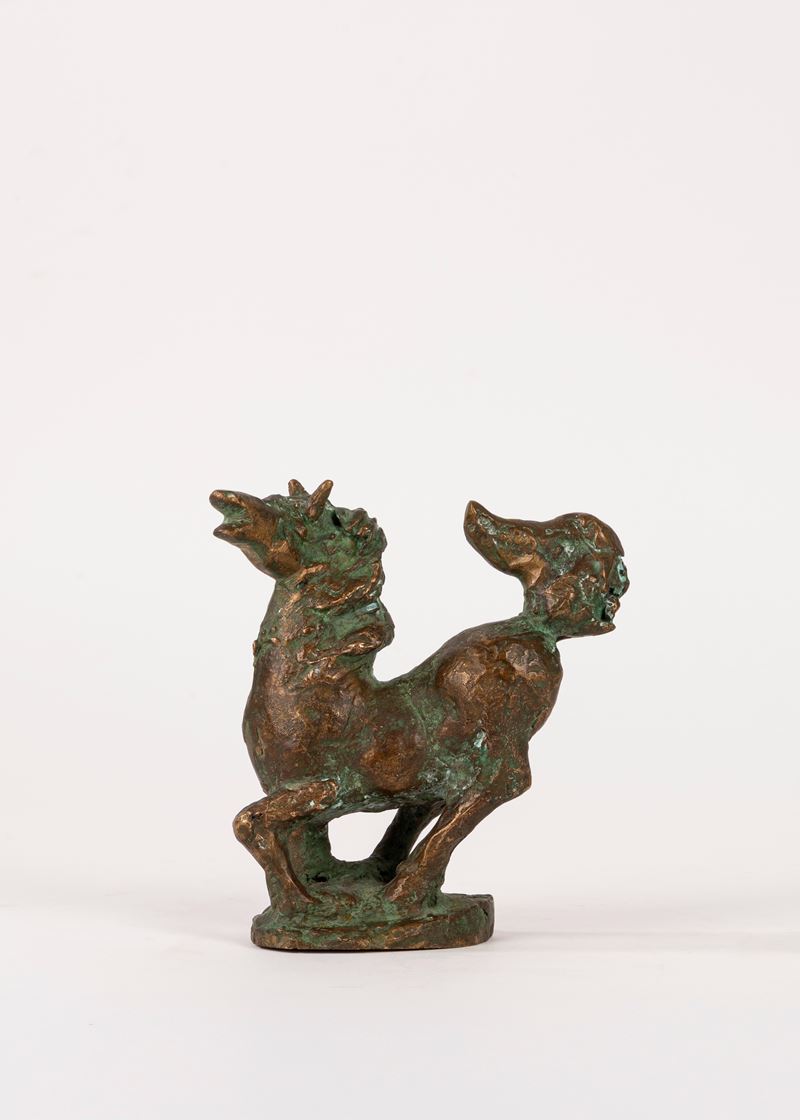 Cavallino in bronzo, scultura in metallo