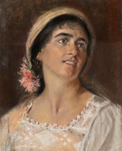Ritratto di popolana, pastello su cartoncino