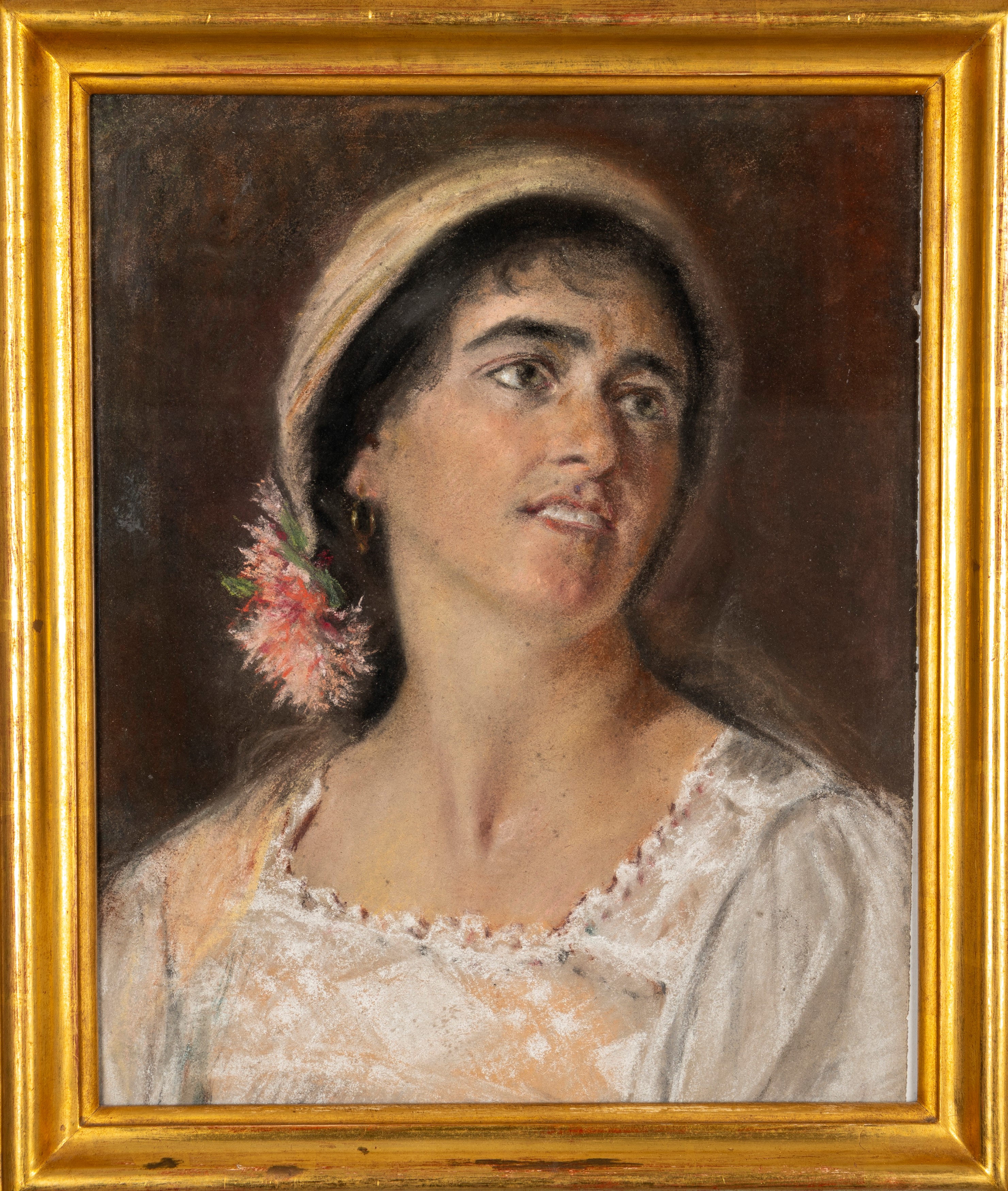 Attribuito a Amelia Ambron (ancona 1877 - Roma 1960) - Ritratto di popolana, pastello su cartonci...