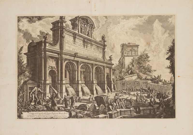 Giovanni Battista Piranesi, Acqua Paola a Roma (da), incisione, secolo XIX