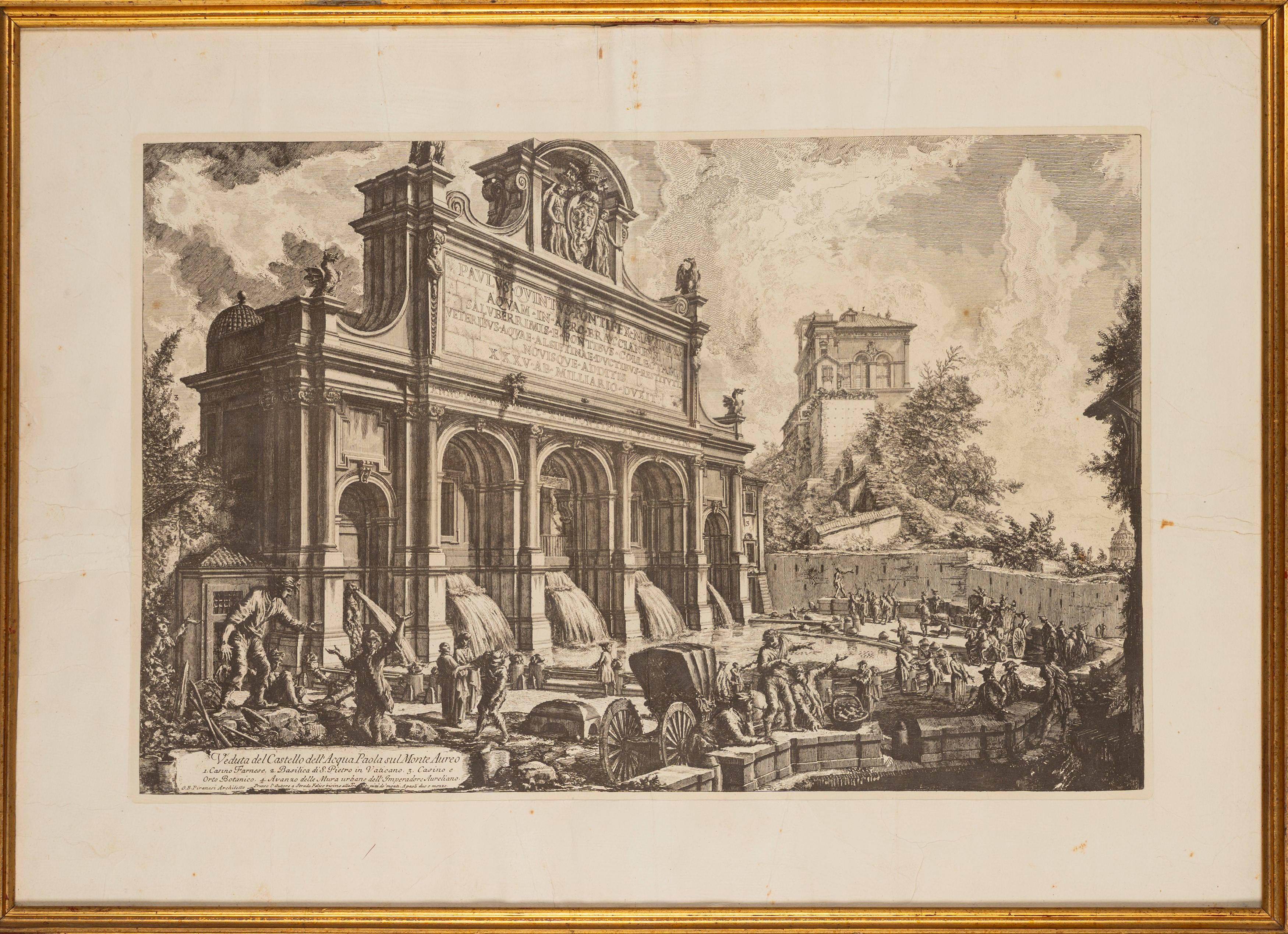 Giovanni Battista Piranesi, Acqua Paola a Roma (da), incisione, secolo XIX