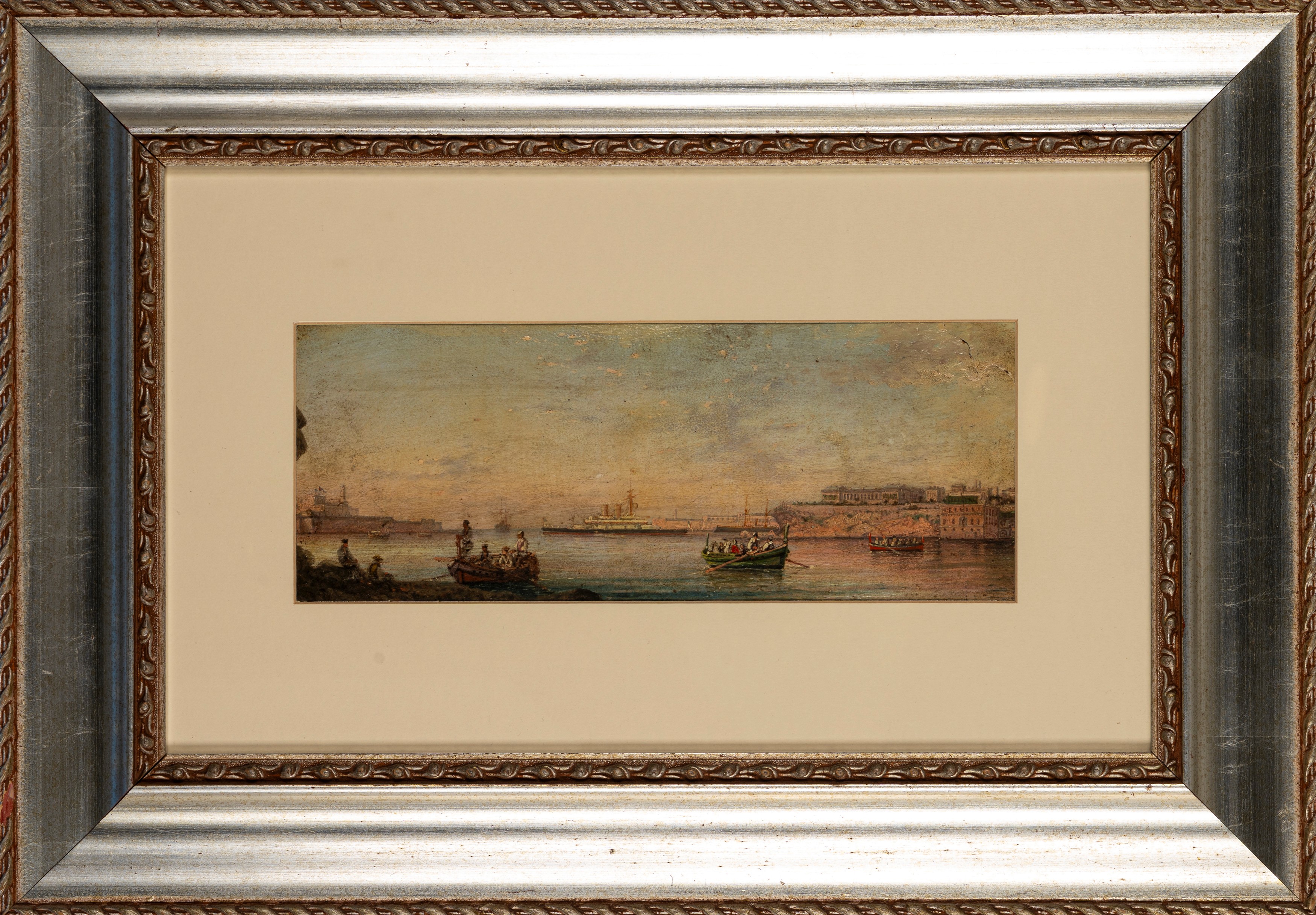 Attribuito a Girolamo Gianni ( Napoli 1837 - Malta 1895) - Malta, il porto della Valletta, olio s...