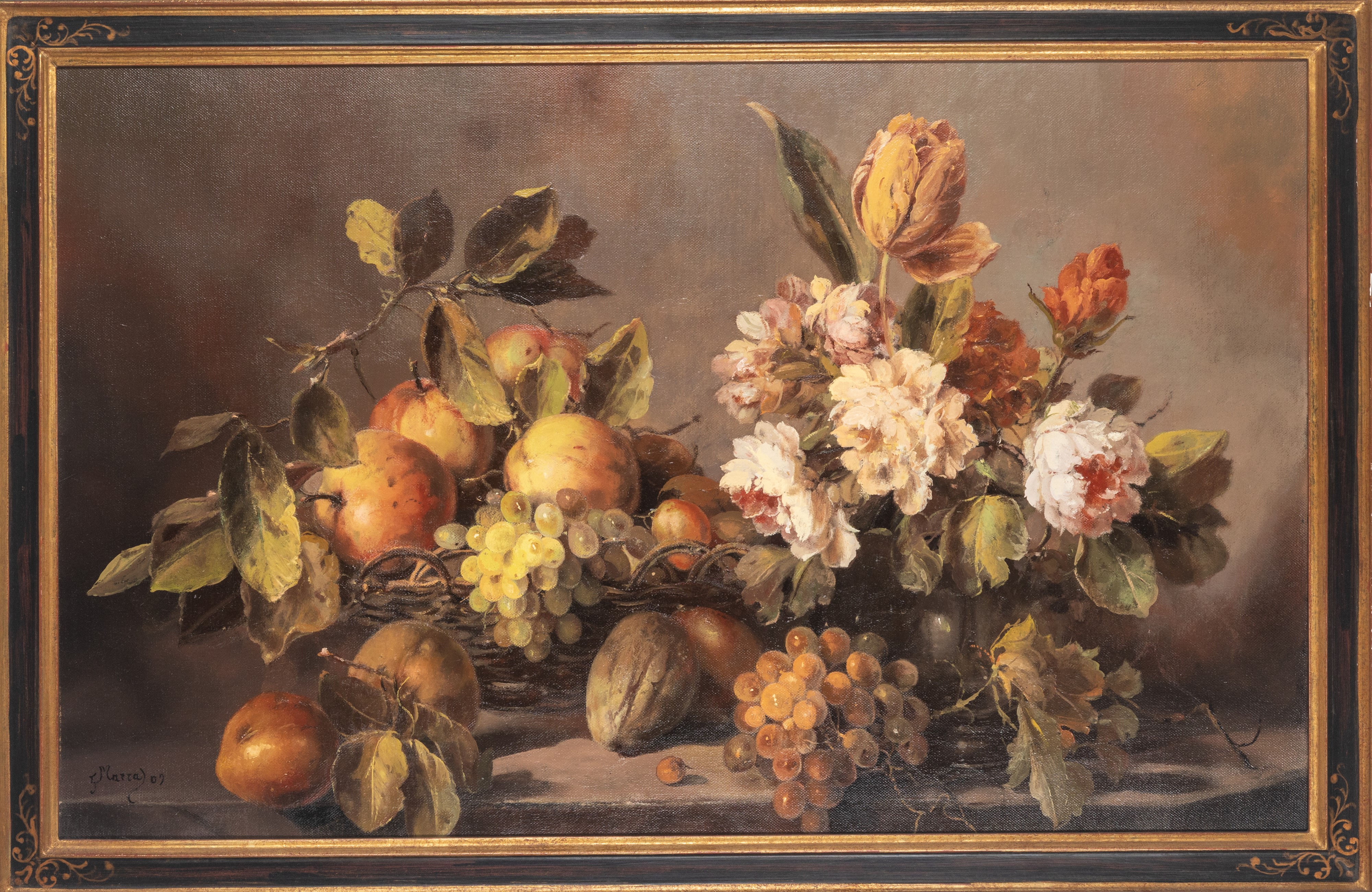 Scuola del Secolo XX - G. Marra(s), Nature morte, coppia di oli su tela