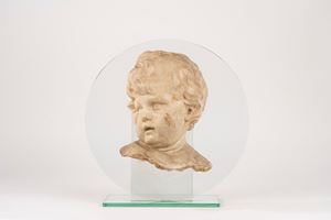 Testa di putto in gesso