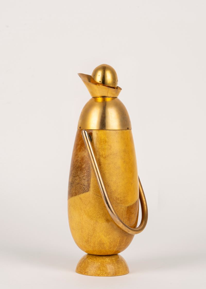 Aldo Tura, Versatoio in pergamena laccata e ottone (anni ’50 del Novecento)