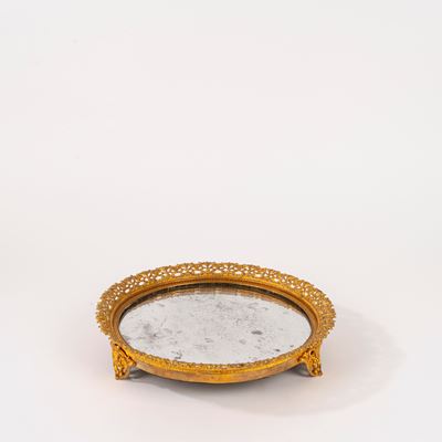 Presentoir in bronzo dorato con specchio, Francia, secolo XIX