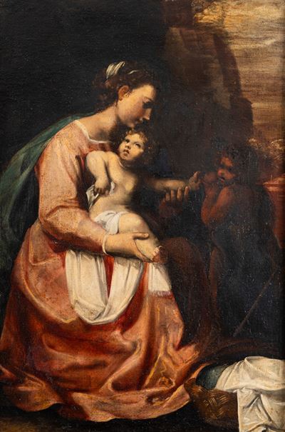 Madonna con Bambino e San Giovannino, olio su tela