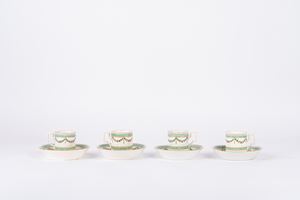 Four coffee cups with saucers, Capodimonte, late 18th-early 19th century
