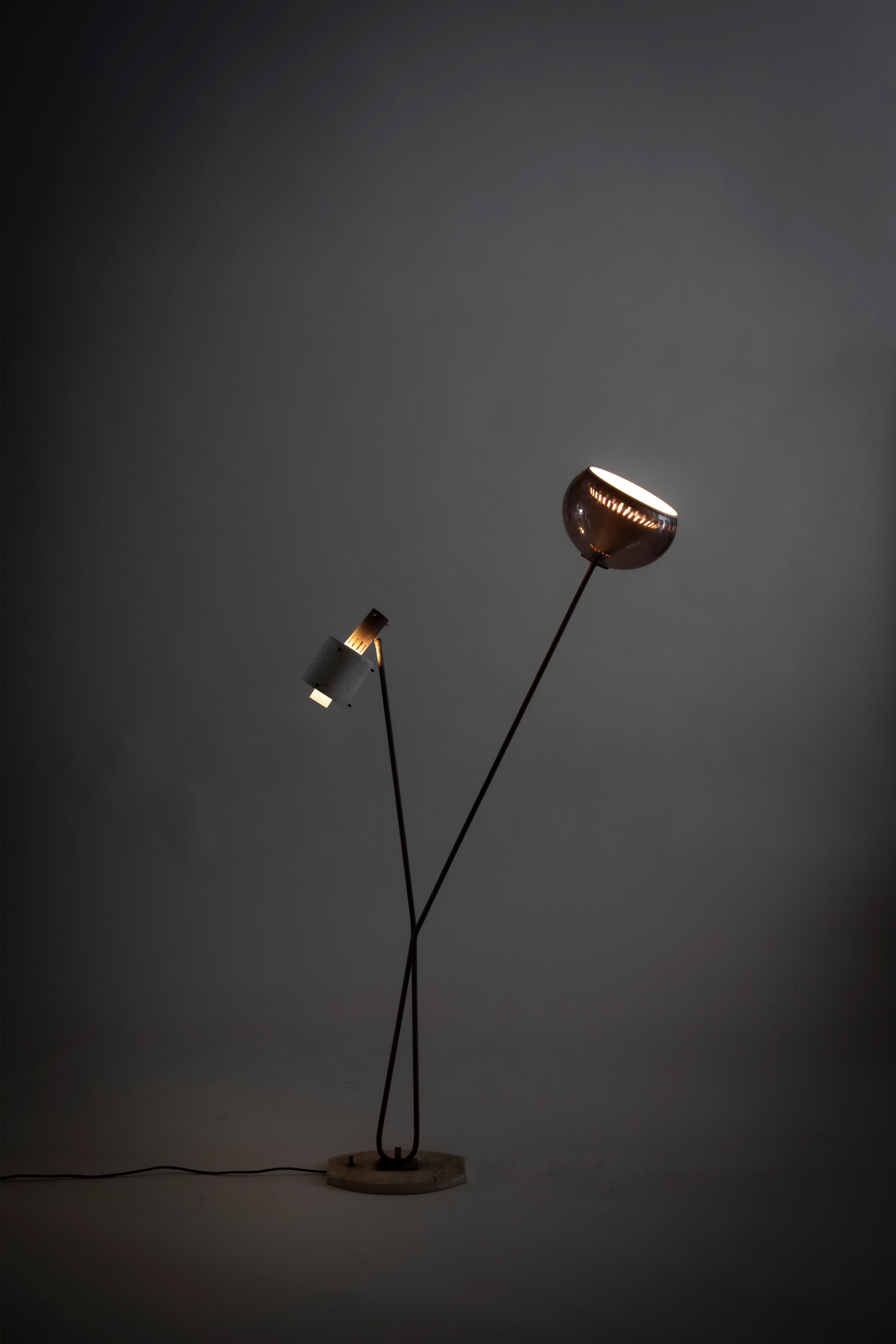Stilux - Lampada da terra in ottone, vetro e marmo