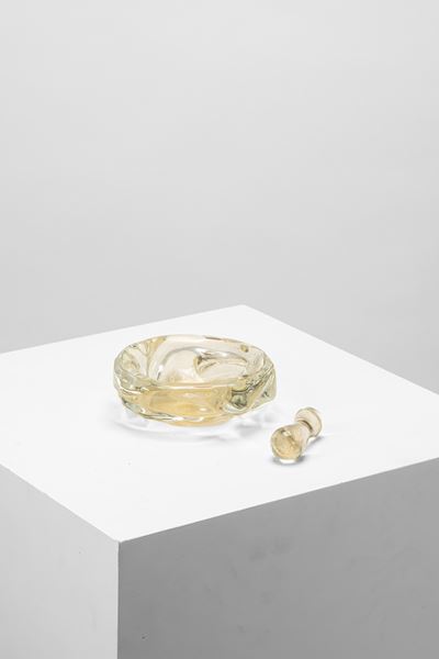 Posacenere in vetro con foglia d’oro