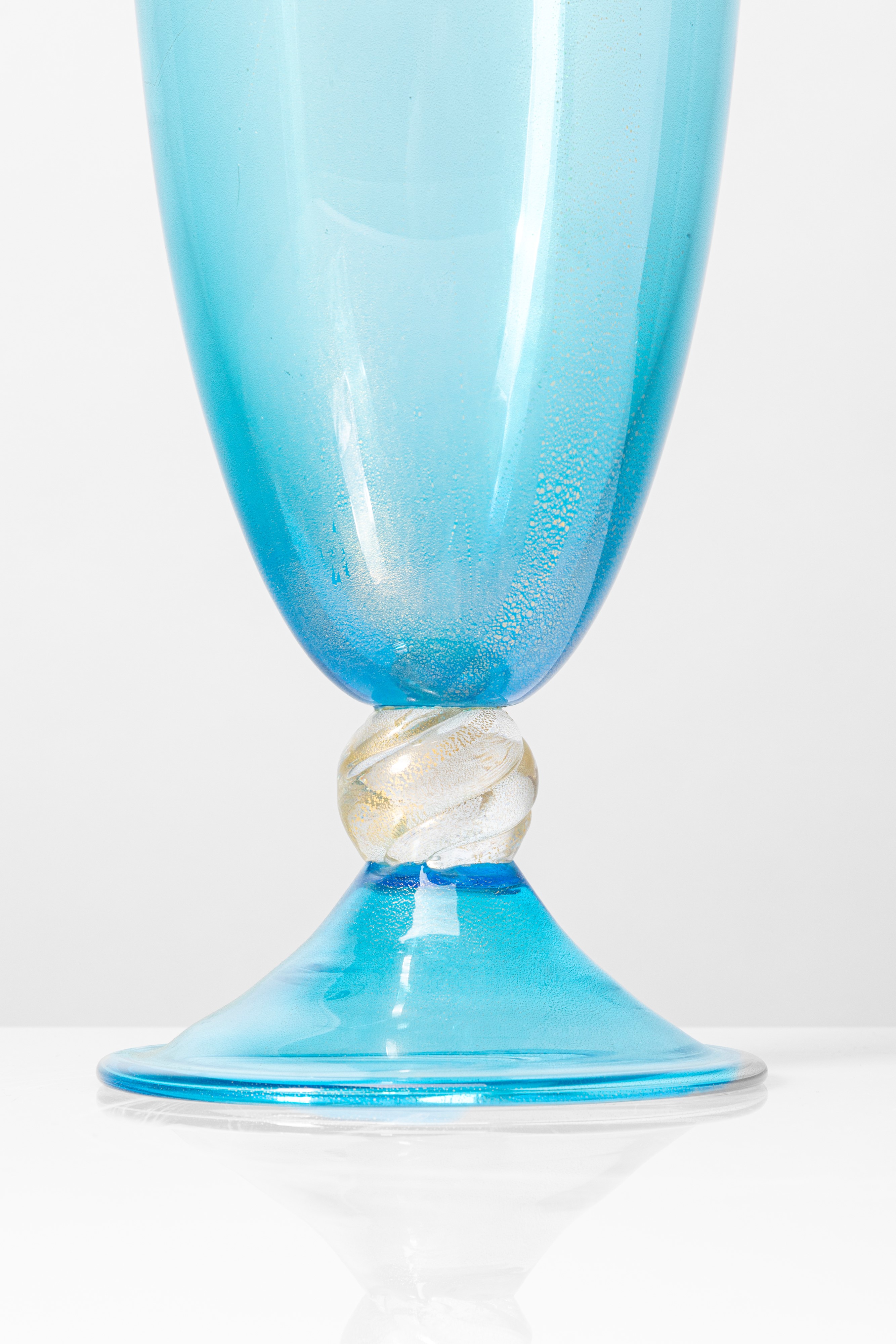Nason & Moretti - Vaso e coppa in vetro soffiato turchese con inclusioni a foglia oro
