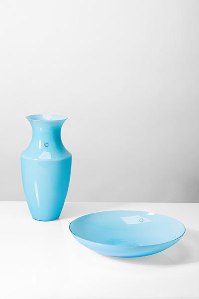 Vaso e centrotavola in vetro di Murano