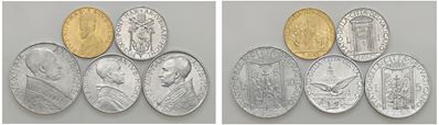 Pacelli (Pio XII), Serie del Giubileo 1950, Roma: esemplari da 108, 138, 157, 176 e 195, vari met...