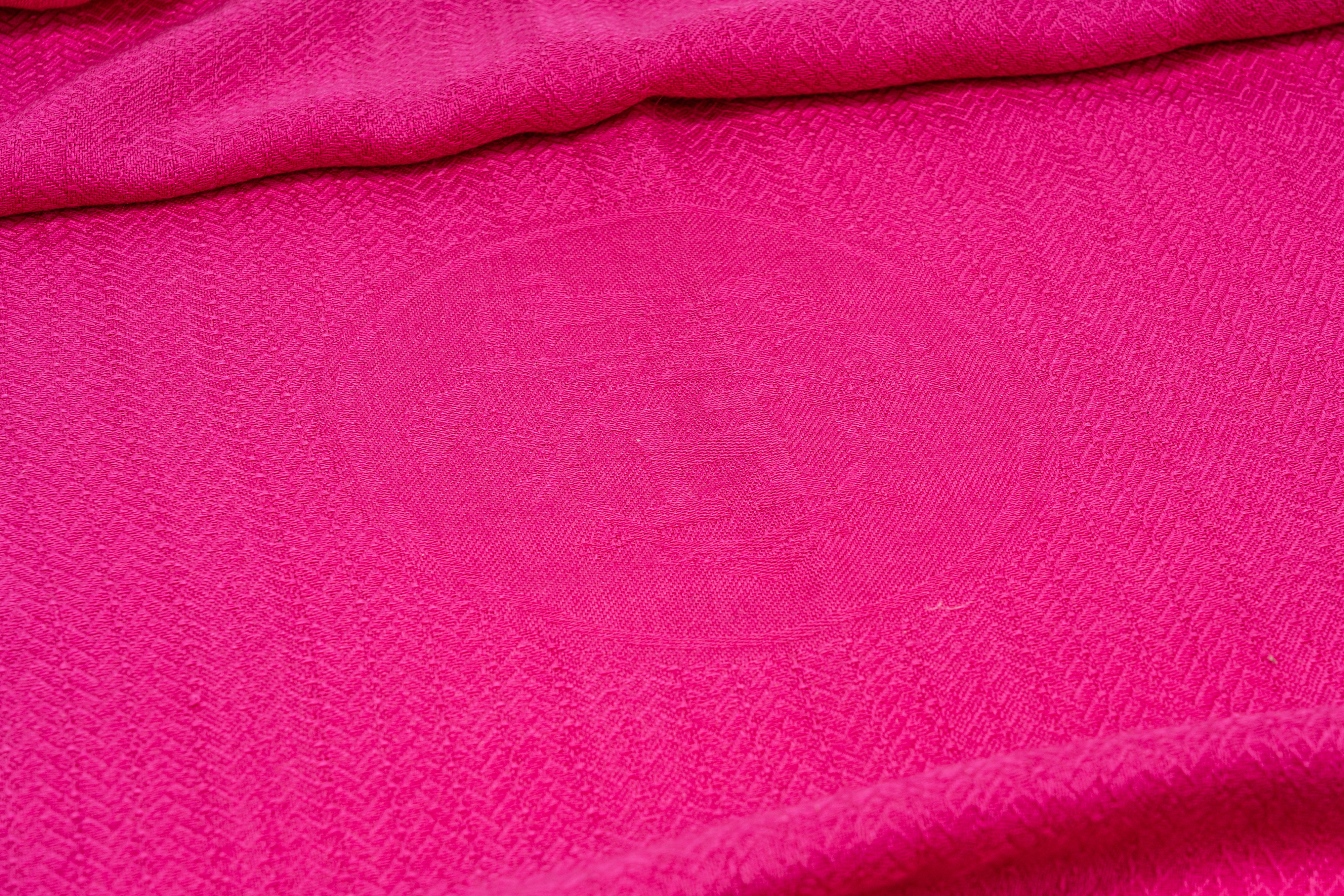 Hermès - Stola in cachemire e seta, fucsia, con frange