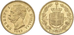 UMBERTO I (1878-1900) - 20 lire 1882, Roma.