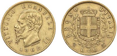 Vittorio Emanuele II, 20 lire 1862 Torino, oro