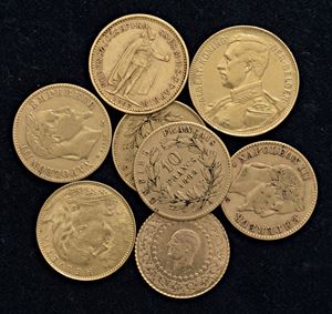 Lot of 8 gold coins from various states (19th - 20th century).