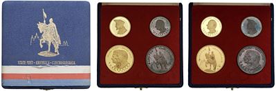 Repubblica Socialista, Proof set 1968 «Ducati di Praga» (Kremnitz), 4 monete in oro e argento