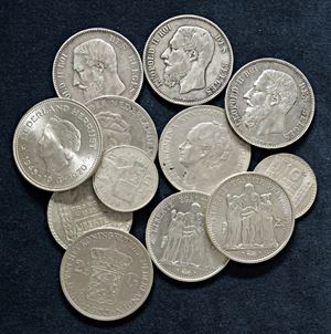 BELGIUM, FRANCE AND NETHERLANDS &ndash; Lot of 12 silver coins.