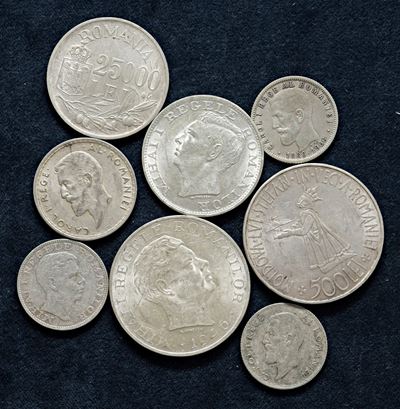 Lotto di 8 monete autorità emittenti del XX secolo, argento (tot. 100,15 g)
