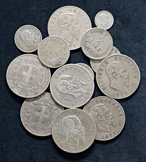 VITTORIO EMANUELE II (1861 - 1878) - Lotto di 13 monete, varie date e zecche.