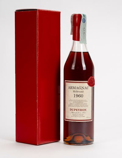 Armagnac Millésimé Dupeyron, 1 bottiglia (70 cl, 40% vol), datato 1960