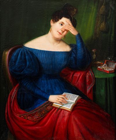 Ritratto di giovane lettrice, olio su tela