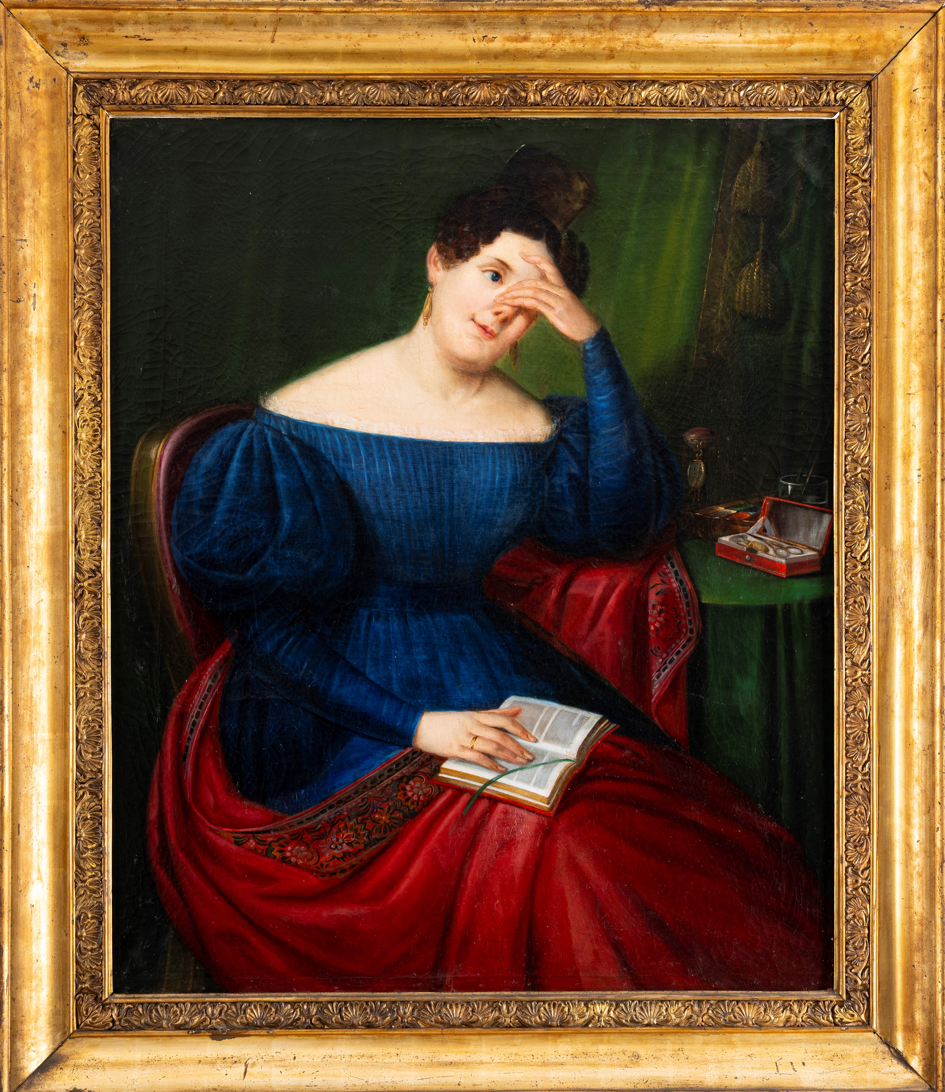 Scuola Italiana, Secolo XIX - Ritratto di giovane lettrice, olio su tela