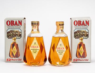 John Hopkins & Co. Ltd, Oban Unblended Highland Malt Scotch Whisky 12 anni (2 bottiglie)
