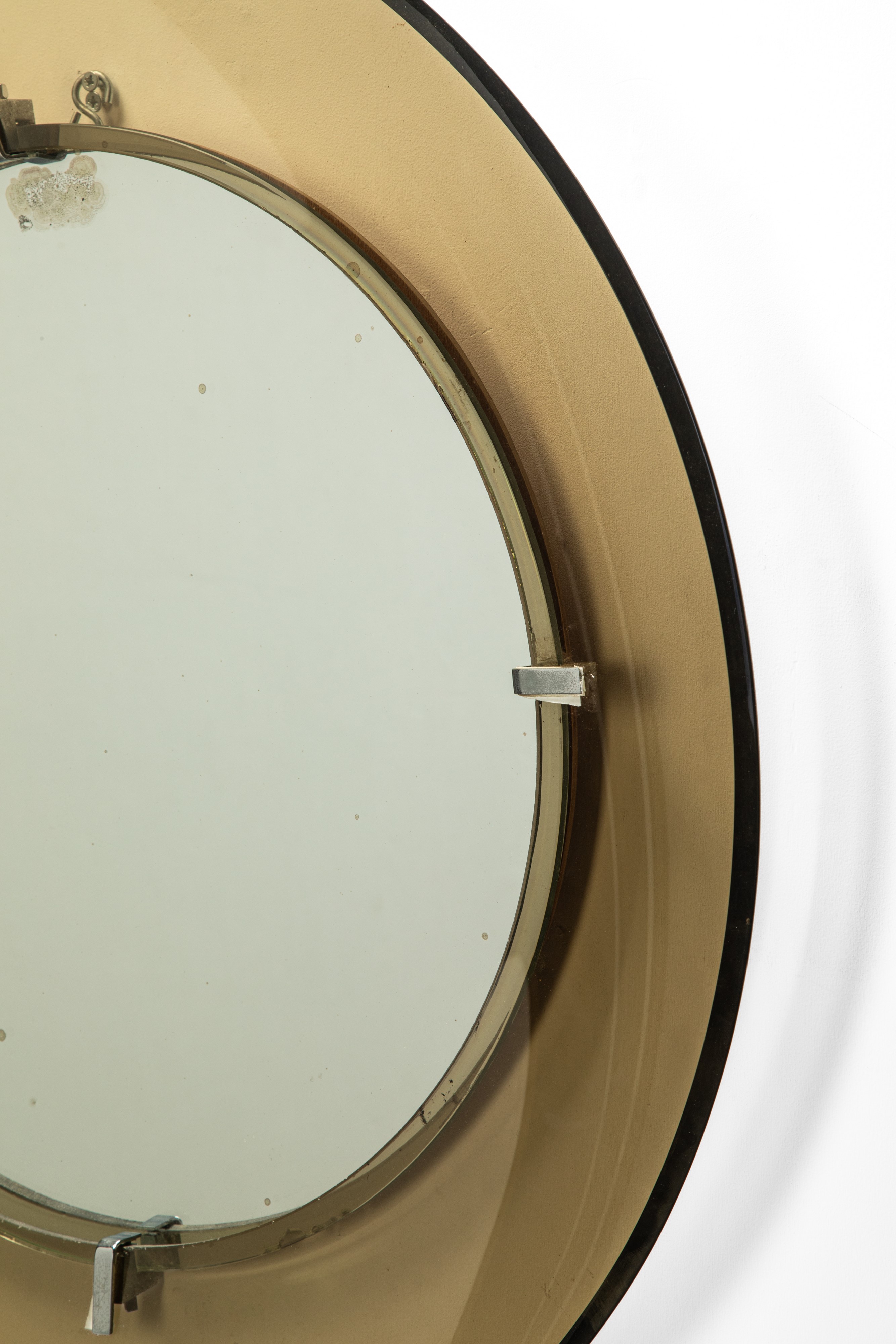 Manifattura Italiana - Specchio, vetro molato e vetro specchiato con cornice in ottone nichelato