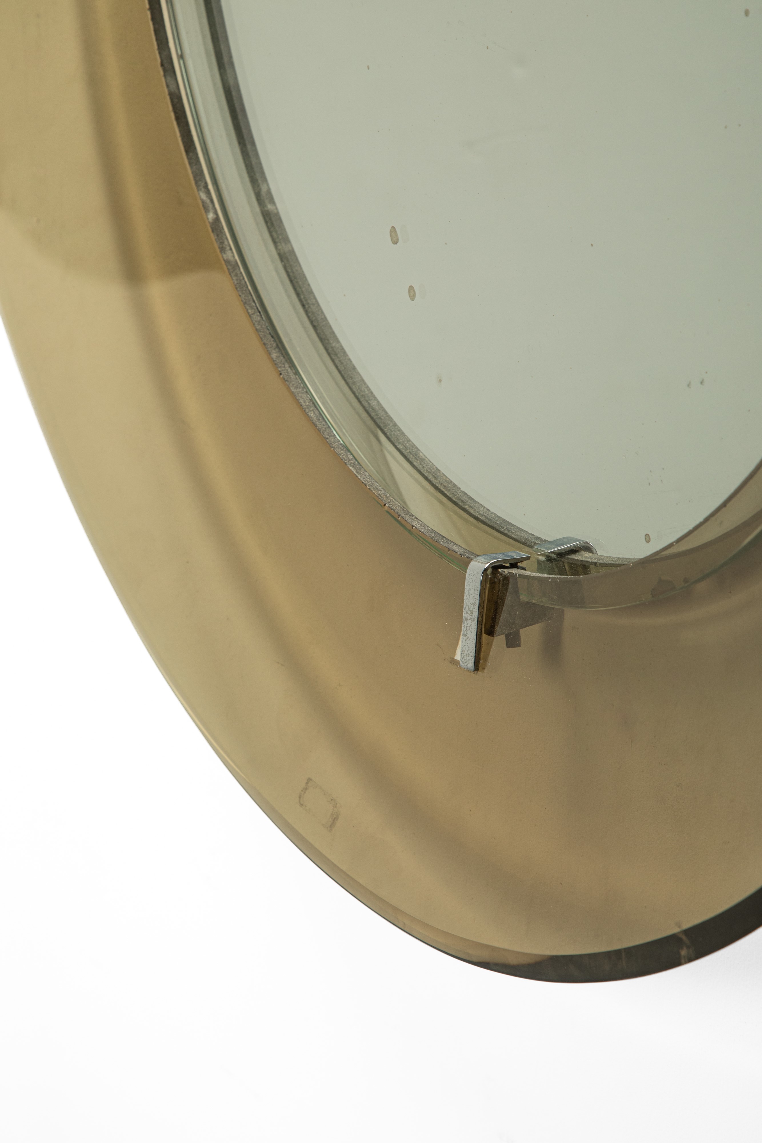 Manifattura Italiana - Specchio, vetro molato e vetro specchiato con cornice in ottone nichelato