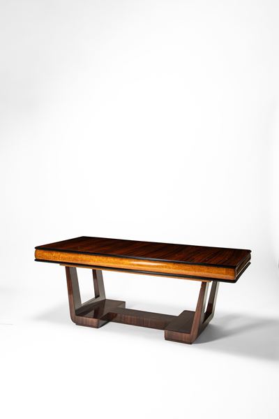 Tavolo in legno e impiallacciato, manifattura italiana, 1940 circa