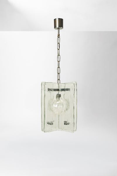 Lampadario in vetro di Murano e metallo (circa 1960)