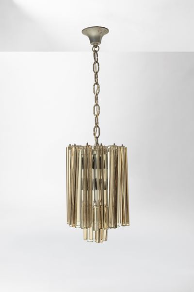 Lampadario in vetro e metallo, 1960 circa (Murano, Italia)