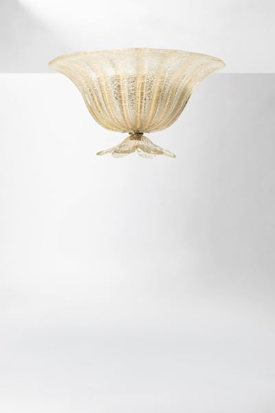 Lampada a plafone in vetro con foglia d’oro (Murano), circa 1980