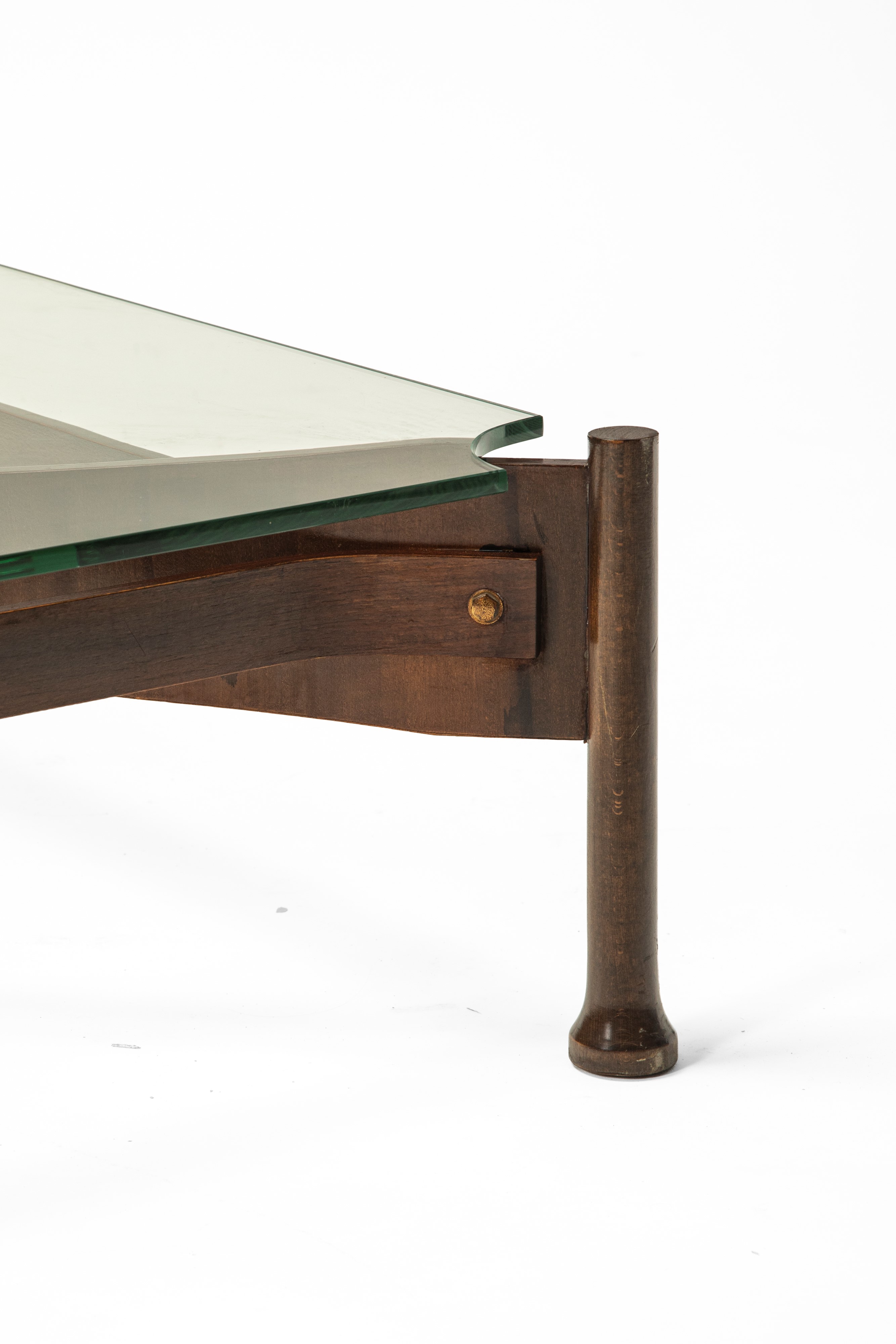 Antonio Scoccimarro - Tavolino in legno e cristallo, 1960 circa